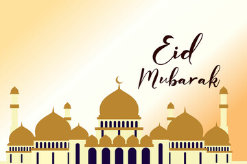 Eid mubarak golden moon and lantern festival card design