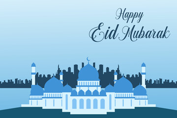 Clean eid mubarak mosque banner design