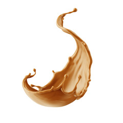 3d render, abstract wavy shape of liquid caramel splash, toffee or nougat cooking ingredient, splashing maple syrup. Clip art set isolated on white background - obrazy, fototapety, plakaty