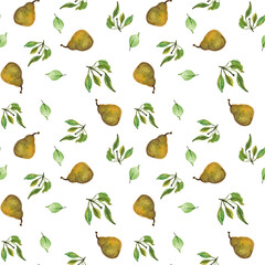 watercolor pattern of pears