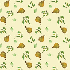 watercolor pattern of pears