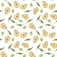 watercolor pattern of pears