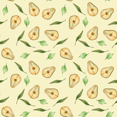 watercolor pattern of pears