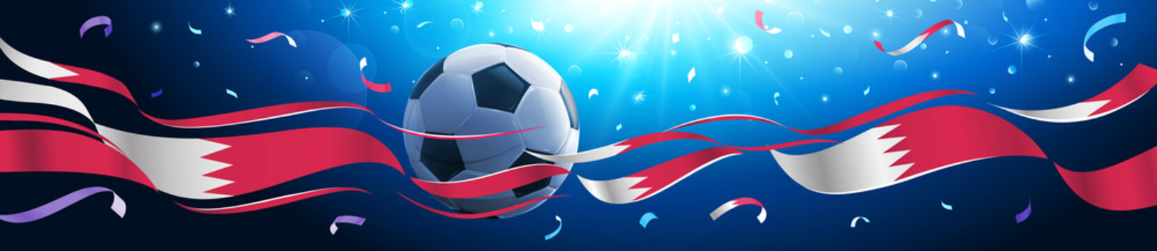 Realistic soccer ball with Qatar flag. Football championship. Vector illustration