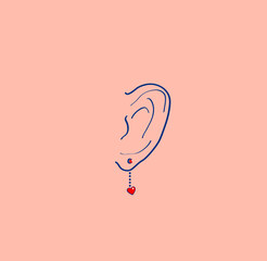 earring in the ear. jewelry jewelry sketch. icon