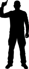 standing man with a pistol silhouette