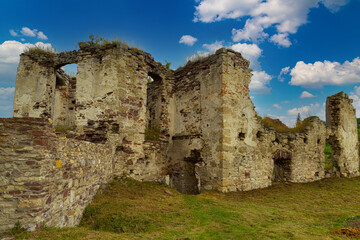 Fototapeta na wymiar Ruins of ancient medieval Pidzamochok castle outdoor. Ukraine.