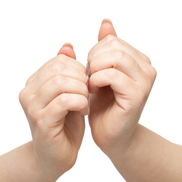 hands of woman during Balayam exercices, a yoga asanas that consists in rubbing nails  for hair growth