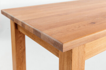 handmade wooden table on a white background with all the details
