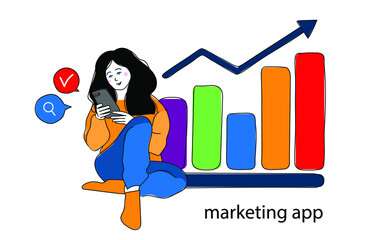 Mobile market applications for data analysis - Business concept vector illustration. Flexible statistics