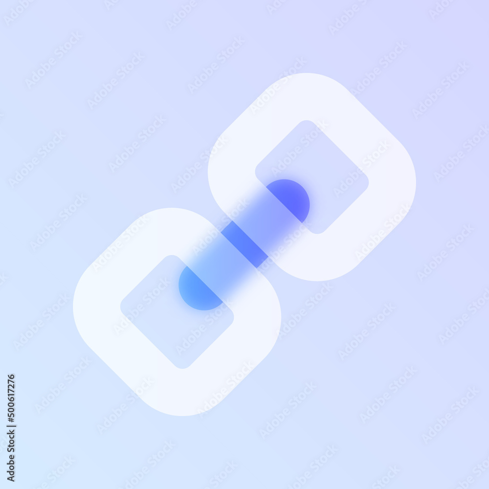 Poster link glass morphism trendy style icon. link transparent glass color vector icon with blur and purple