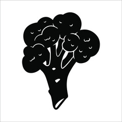Vector black and white illustration of broccoli silhouette