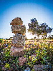 Stones in balance at sunset