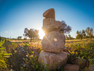 Stones in balance at sunset