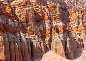 Colorful pattern of Sandstone rock formations at Red rock canyon state park in California