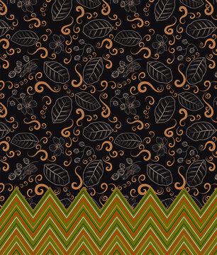 traditional batik pattern simpor leaves for textile, Indonesian Bangka Belitung fabric motif.