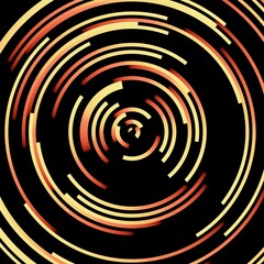 Black and orange abstract circle technology background. 3d rendering.	