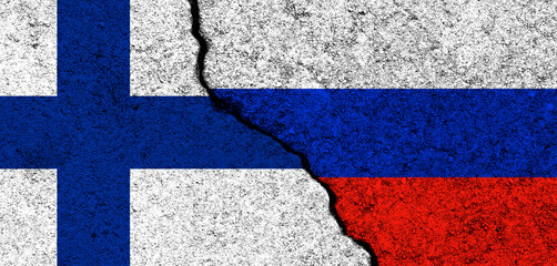 Russia and Finland flags background. Diplomacy and political, conflict and competition, partnership...