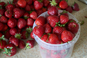 Fresh red strawberry in red color. High quality photo