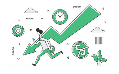 Economic financial crisis graph falling. Business bankruptcy and economy crash vector monocolor illustration