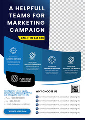 Modern brochure template, flyer design vector template, poster design layout space for photo background, vector illustration template in A4 size, in blue color