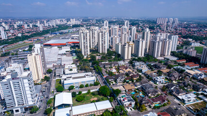 Aerial view of Sao Jose dos Campos, Sao Paulo, Brazil. Ulysses Guimaraes Square. With residential buildings in the background