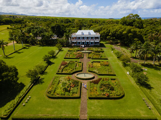 Le Chateau de Bel Ombre Mauritius, an old castle in a tropical garden in Mauritius.