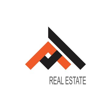 Real Estate Logo Image on White Background. Flat Vector Logo Design Template Element for Construction Architecture Building Logos.
