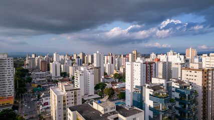 Aerial view of the city of Sao Jose dos Campos, Sao Paulo, Brazil. Residential buildings and trees on the streets