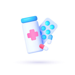 3d icon with pharmacy 3d on transparent background for web design. Pharmacy concept. 3d realistic minimal vector. Vector design
