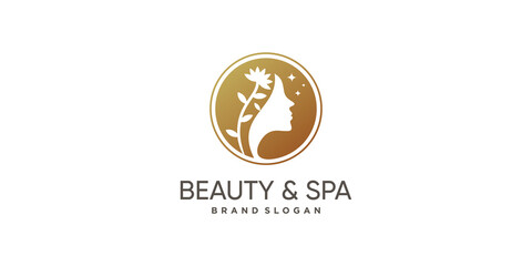 Obraz premium Beauty logo design with creative abstract concept Premium Vector