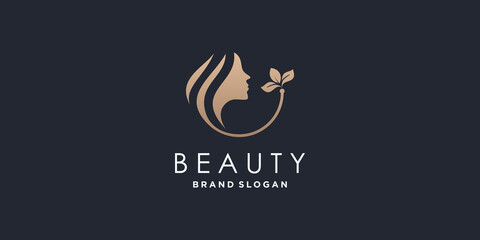 Beauty logo design with creative abstract concept Premium Vector