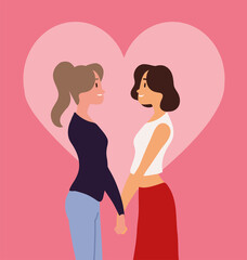 Obraz na płótnie Canvas lesbian couple in heart