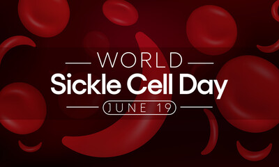 Naklejka premium World Sickle cell day is observed every year on June 19, it is an inherited red blood cell disorder in which there are not enough healthy cells to carry oxygen throughout the body. Vector illustration
