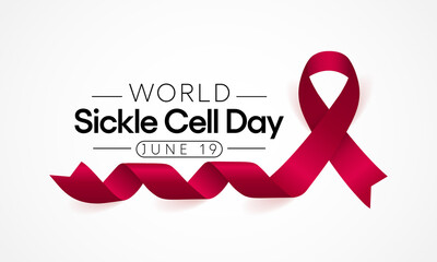 World Sickle cell day is observed every year on June 19, it is an inherited red blood cell disorder in which there are not enough healthy cells to carry oxygen throughout the body. Vector illustration