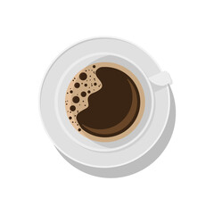 A cup of coffee, with foam. White cup. On a white background. Vector illustration.