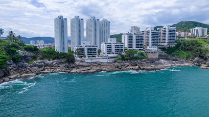 Fototapeta na wymiar Aerial view of Enseada beach in Guarujá, Brazil.