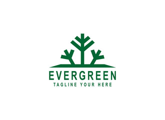 Evergreen Logo. Geometric Shape Pine Tree isolated on White Background. Suitable for Nature, Community, Business and Branding Logos. Flat Vector Design Template Element