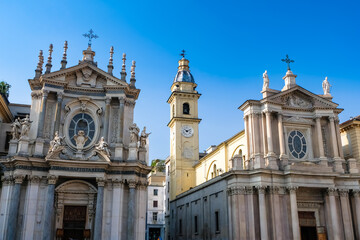 イタリア トリノ サンカルロ広場の教会（サンタ・クリスティーナ教会、サンカルロボロメオ教会）