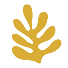 Abstract botanical shape leaves algae, bizarre yellow. Vector illustration flat hand-drawn style