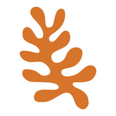 Abstract botanical shape leaves algae, bizarre orange. Vector illustration flat hand-drawn style