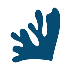 Abstract botanical shape leaves algae, bizarre dark blue. Vector illustration flat hand-drawn style