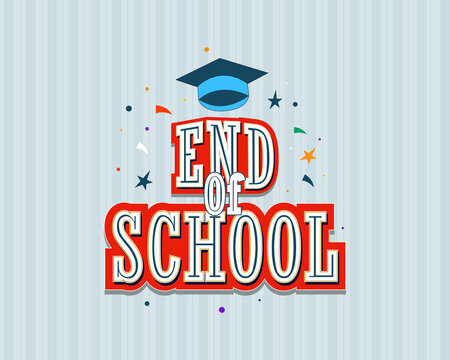  Happy end of school colorful background with psd texxt efect celebration for end of school free vector