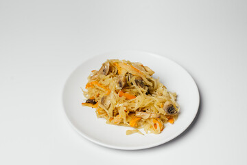 delicious dish stewed cabbage with carrots and meat