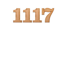 Number 1117 - Piece of wood isolated on white background