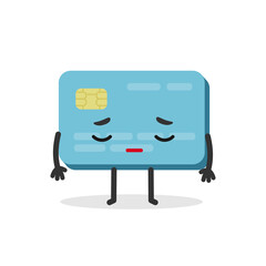Bank plastic credit card sad character in cartoon style