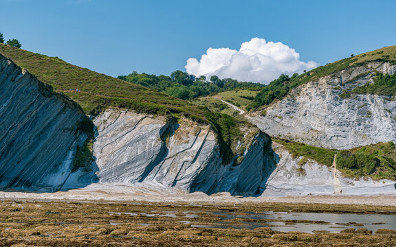 Rocky coastline in the Basque coast Geopark. Basque Country, Spain.