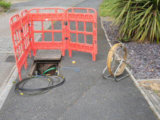 Internet upgrade UK - high speed cables being installed, UK. - 500627826