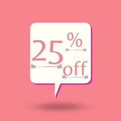 25% off with discount thought cloud design with pink background and cute details