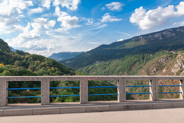 Stone bridge balustrade . Durdevica Tara Bridge in northern Montenegro